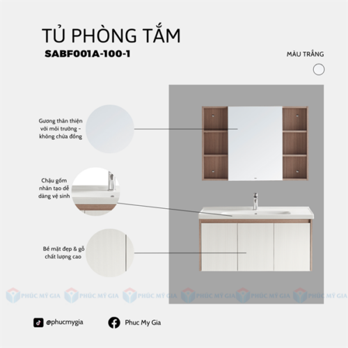 TỦ PHÒNG TẮM HIỆN ĐẠI SABF001A-100-1