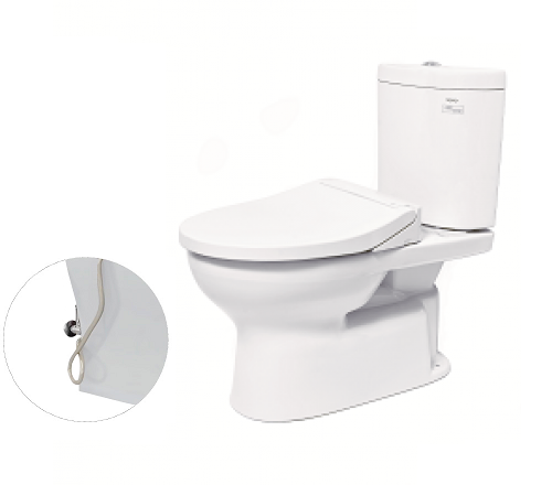 Bàn cầu hai khối, nắp đóng êm kèm vòi rửa nước lạnh TCW07S