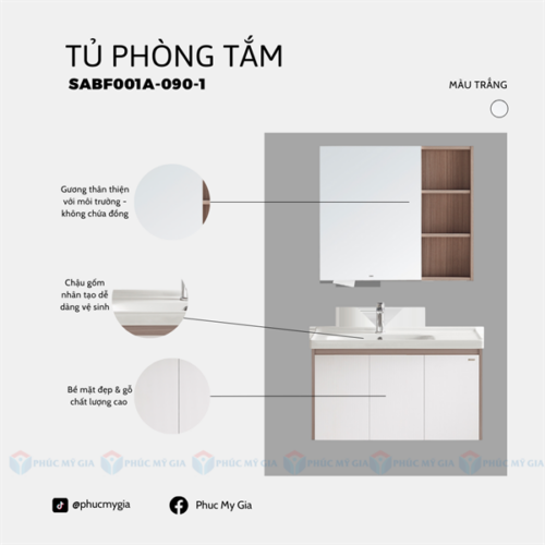 TỦ PHÒNG TẮM HIỆN ĐẠI SABF001A-090-1