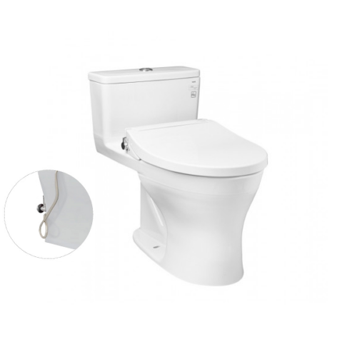 Bàn cầu một khối, nắp đóng êm kèm vòi rửa nước lạnh TCW07S