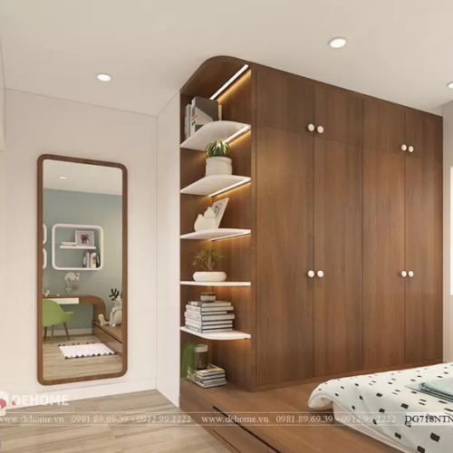 Gương Soi Toàn Thân Khung Gỗ Cao Cấp Nâu Tự Nhiên DG718.NTNA