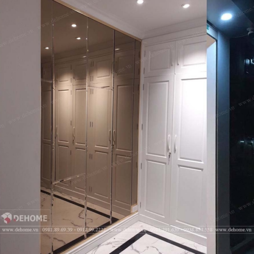 Gương ghép dán tường nghệ thuật màu đồng DT83