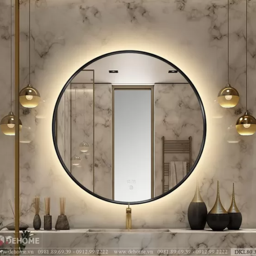 Gương Đèn Led Khung Kim Loại Sơn Tĩnh Điện Đen DKL80.3A