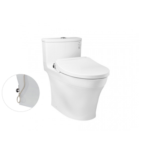 Bàn cầu một khối, nắp đóng êm kèm vòi rửa nước lạnh TCW07S