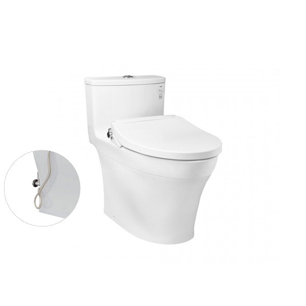 Bàn cầu một khối, nắp đóng êm kèm vòi rửa nước lạnh TCW07S
