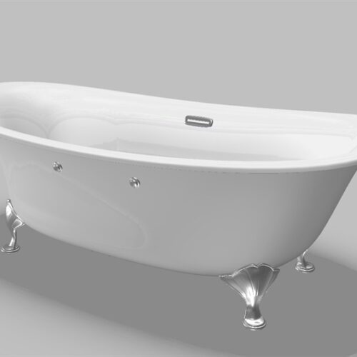 Bồn tắm ngọc trai không có tay vịn, chân bạc