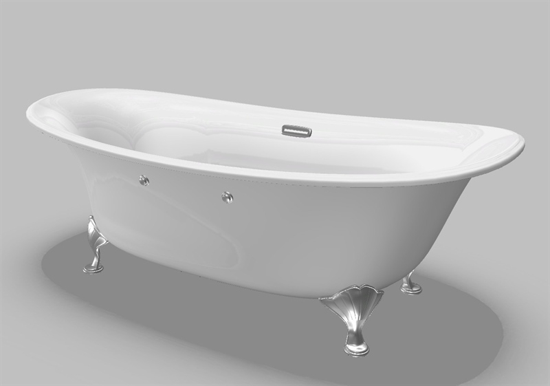 Bồn tắm ngọc trai không có tay vịn, chân bạc