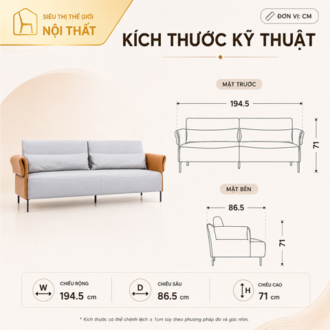 Sofa băng 2 Bliss 3-MS