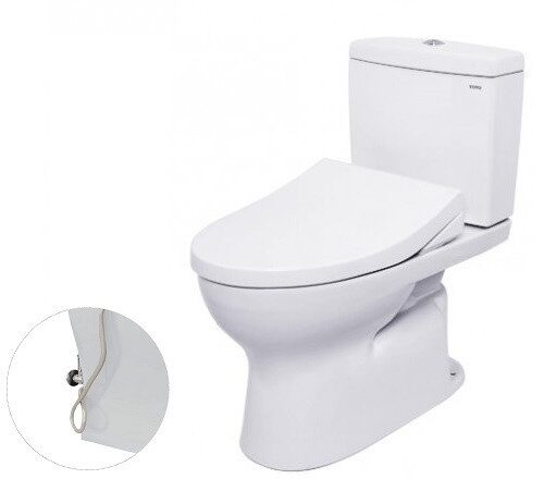 Bàn cầu hai khối, nắp đóng êm kèm vòi rửa nước lạnh TCW1211A