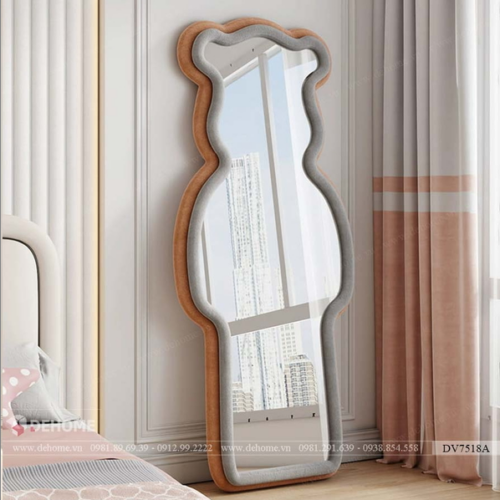 Gương Soi Toàn Thân Hình Gầu Decor Viền Vải Nhung DV7518A