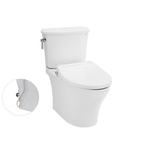 Bàn cầu hai khối, nắp đóng êm kèm vòi rửa nước lạnh TCW07S
