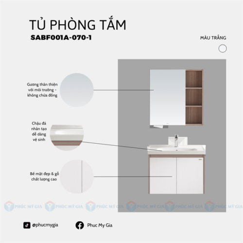 TỦ PHÒNG TẮM HIỆN ĐẠI SABF001A-070-1