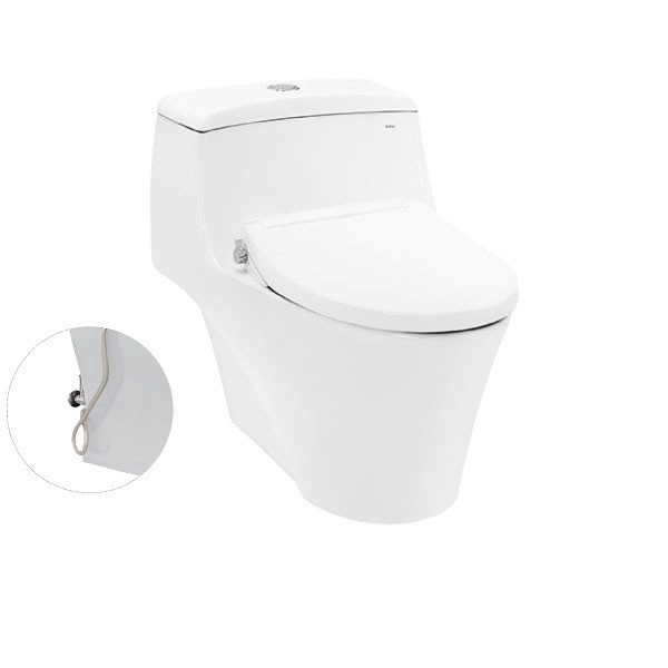 Bàn cầu một khối, nắp đóng êm kèm vòi rửa nước lạnh TCW07S