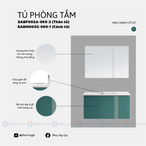 TỦ PHÒNG TẮM HIỆN ĐẠI SABF002A-090-2/ SABM002G-090-1