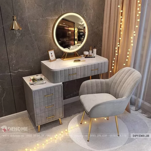 Gương để bàn khung mạ PVD có đèn led DPVD60.2H