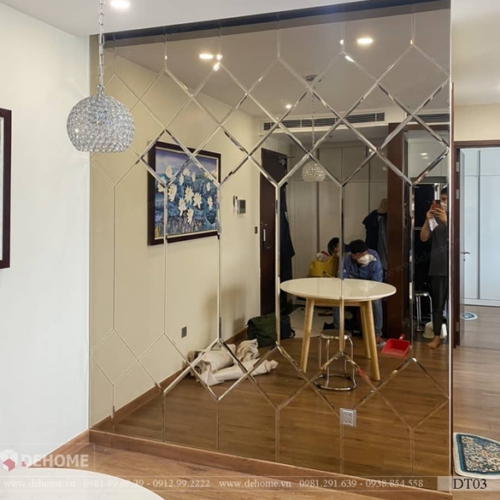 Gương trang trí dán tường phòng khách màu đồng DT03