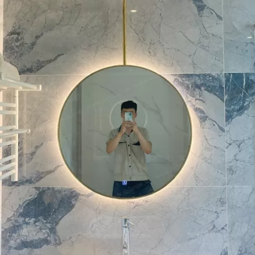Gương khung mạ PVD có đèn led hình tròn DPVD70.2B
