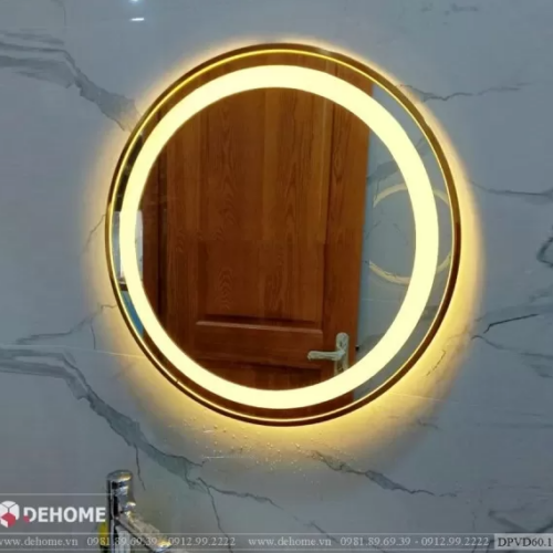 Gương tròn khung inox mạ PVD màu vàng DPVD60.1A
