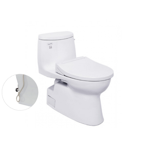 Bàn cầu một khối, nắp đóng êm kèm vòi rửa nước lạnh TCW07S