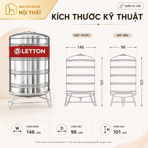 Bồn INOX 1000Đ LETTON