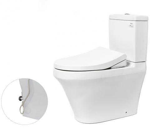 Bàn cầu hai khối, nắp đóng êm kèm vòi rửa nước lạnh TCW1211A