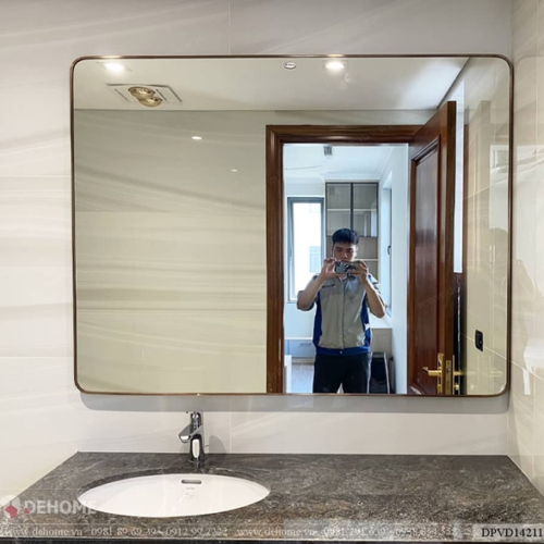 Gương Khung Inox Mạ Vàng Đồng Phòng Tắm DPVD14211
