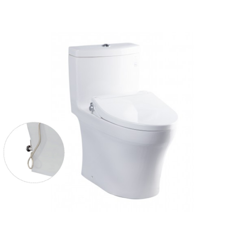 Bàn cầu một khối, nắp đóng êm kèm vòi rửa nước lạnh TCW07S