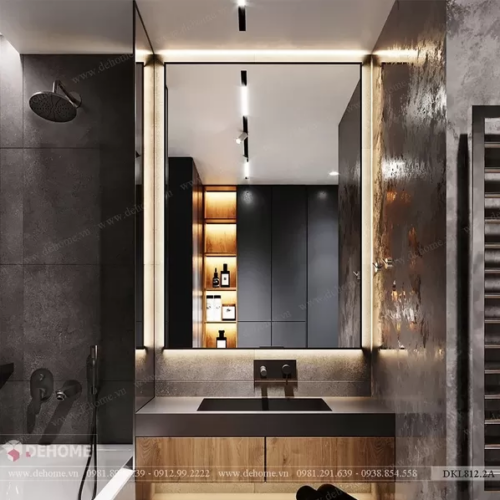 Gương khung inox sơn tĩnh điện đen có đèn led DKL812.2A