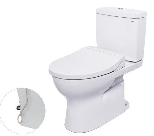 Bàn cầu toilet hai khối, nắp đóng êm kèm vòi rửa nước lạnh TCW07S