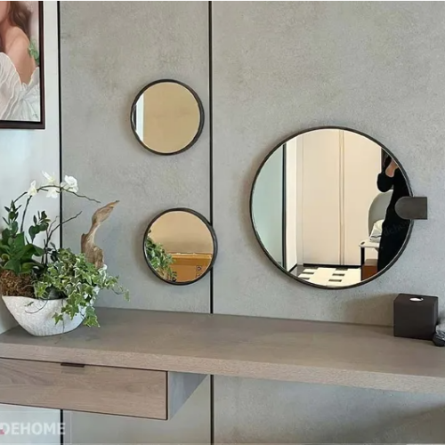 Bộ Bốn Gương Tròn Khung Mạ PVD Treo Tường DPVD3456