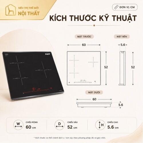 bếp từ 3 vùng nấu Kaff KF-HI5468SI