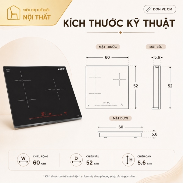 bếp từ 3 vùng nấu Kaff KF-HI5468SI