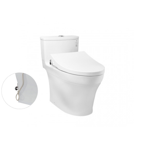 Bàn cầu một khối, nắp đóng êm kèm vòi rửa nước lạnh TCW1211A