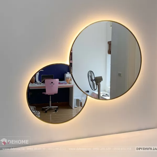 Gương Trang Điểm Hình Tròn Có Đèn Led Viền Mạ PVD - DPVD5070.2A