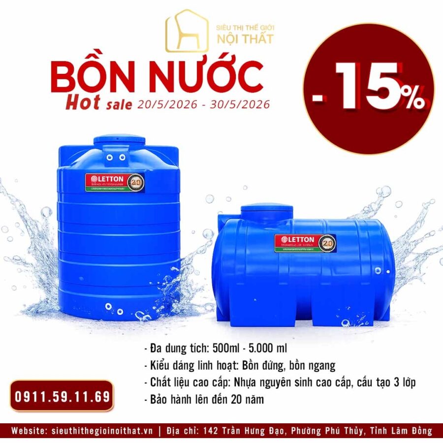Bồn nước nhựa Letton cấu tạo 3 lớp siêu bền