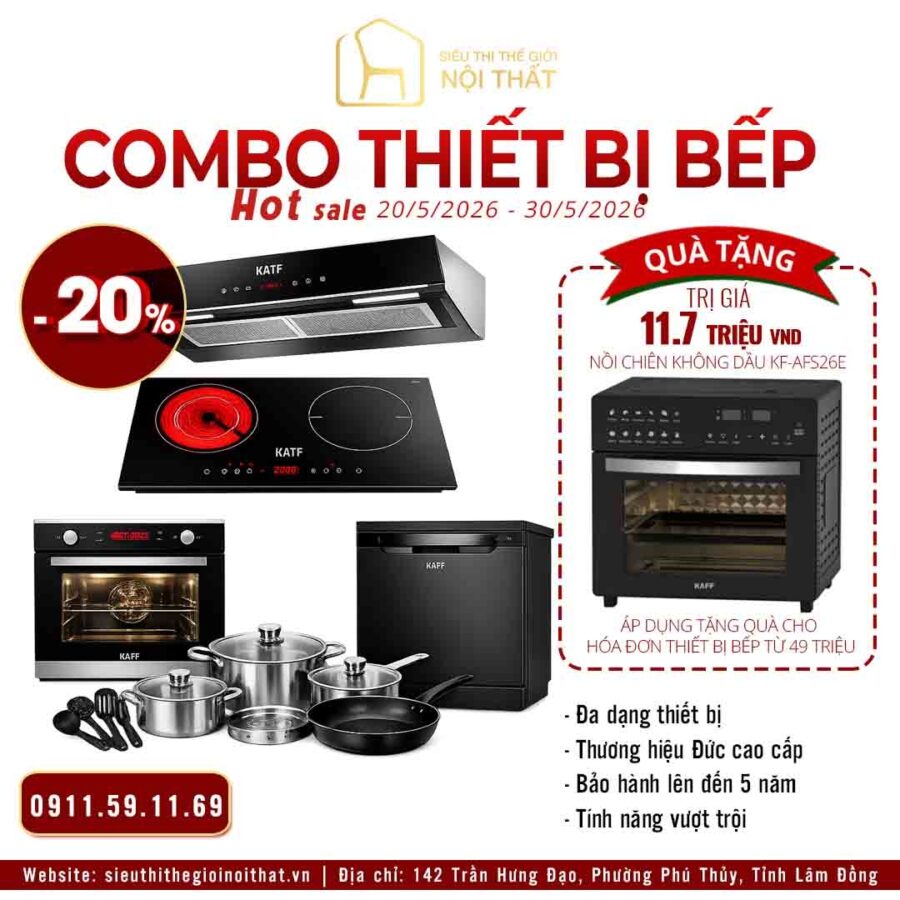 Combo thiết bị bếp Đức cao cấp tặng nồi chiên không dầu