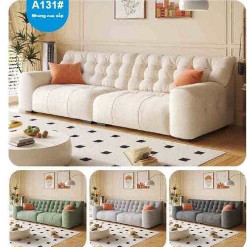 Alternative view of Sofa nhung cao cấp A131
