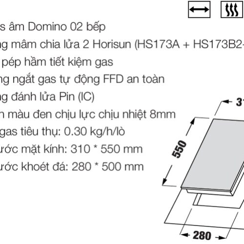 Alternative view of Bếp gas Domino 2 bếp KF - 330GDH