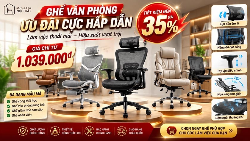 Ưu đãi ghế văn phòng – Tiết kiệm đến 35%